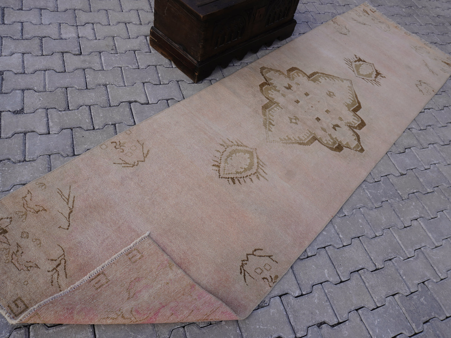 Neutral Turkish Runner Rug 3x11 ft - sku342