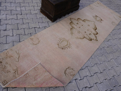 Neutral Turkish Runner Rug 3x11 ft - sku342
