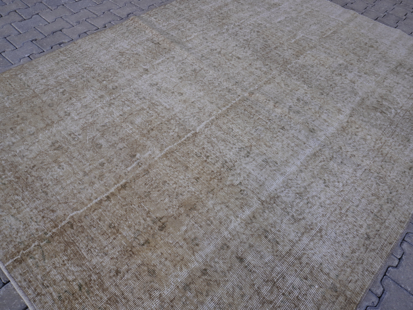 Wool Neutral Vintage Rug 7x9 ft - skuf166