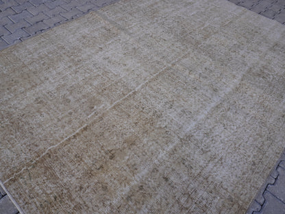 Wool Neutral Vintage Rug 7x9 ft - skuf166