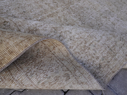 Wool Neutral Vintage Rug 7x9 ft - skuf166