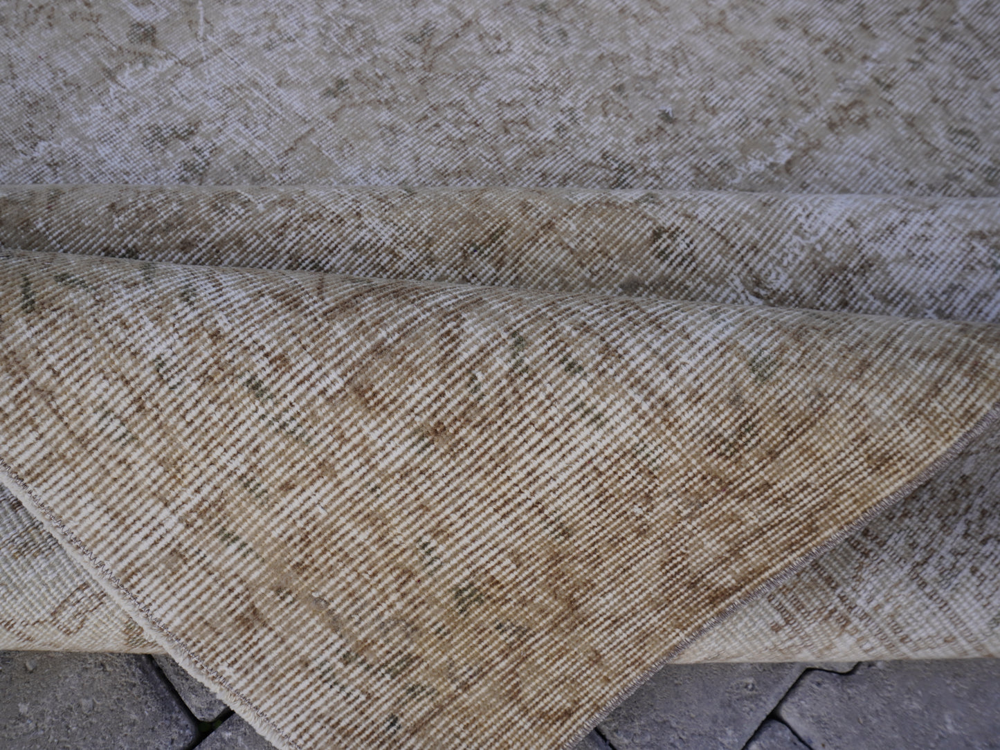 Wool Neutral Vintage Rug 7x9 ft - skuf166