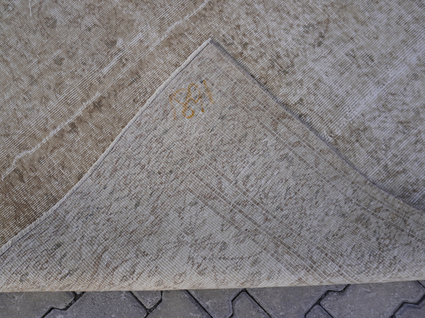 Wool Neutral Vintage Rug 7x9 ft - skuf166