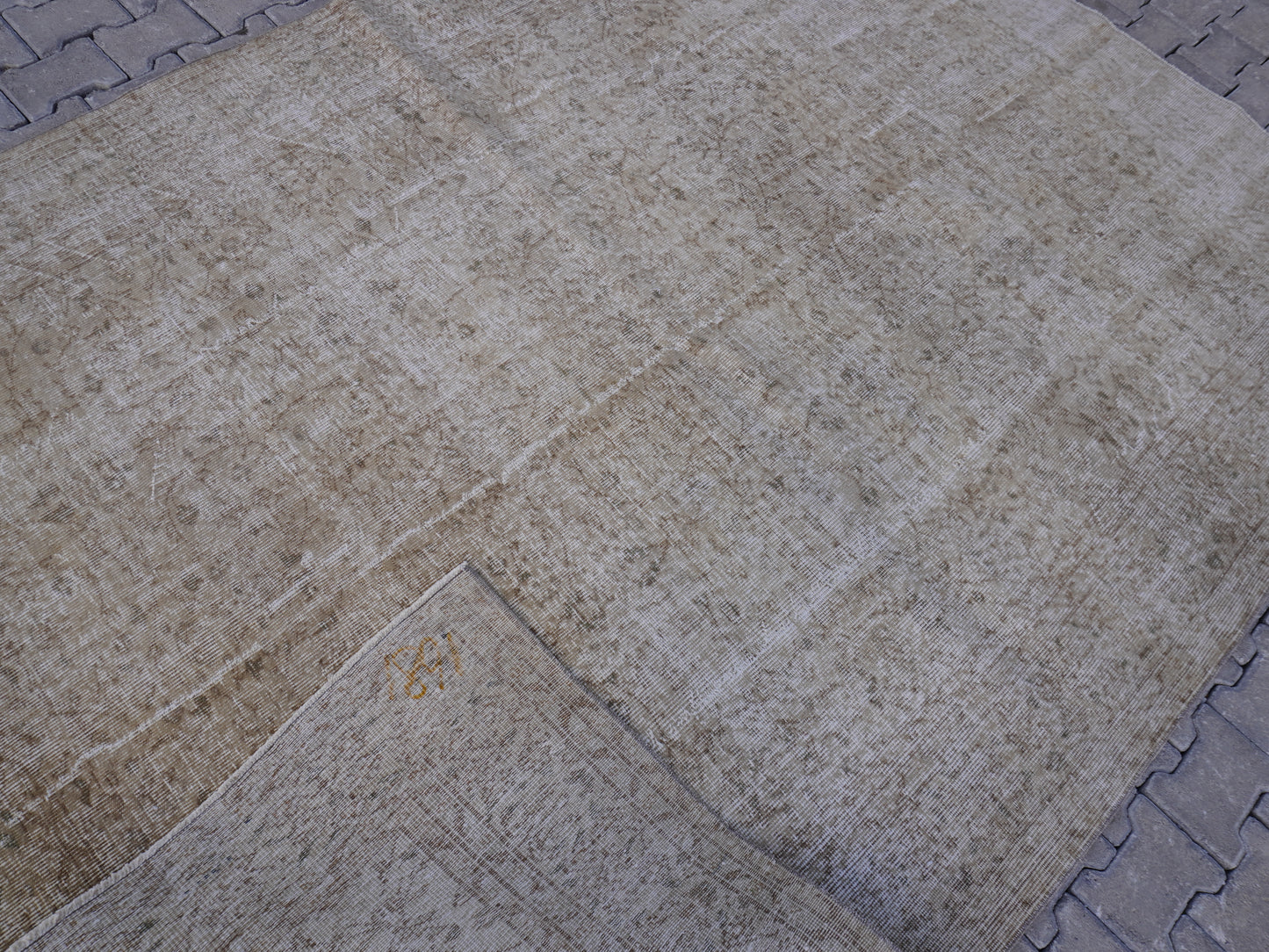 Wool Neutral Vintage Rug 7x9 ft - skuf166