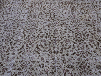 Wool Neutral Vintage Rug 7x10 ft - skuf36