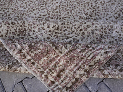 Wool Neutral Vintage Rug 7x10 ft - skuf36