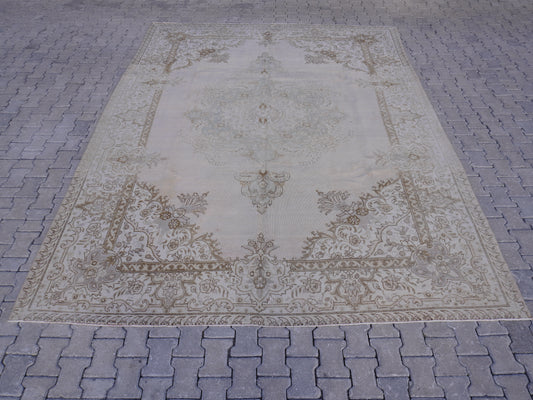Hand-Knotted Medallion Design, Vintage Area Rug| 1960s Persian Tabriz Rug |skua196