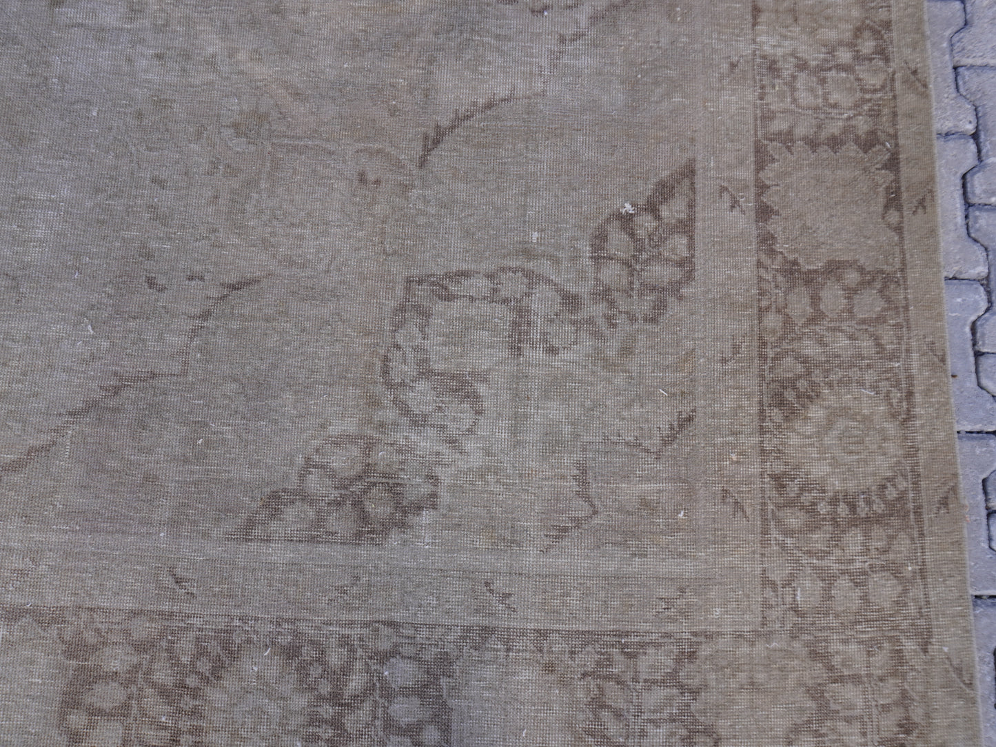 Vintage Neutral Rug 9x12 ft- Hand-Knotted, Soft Tones, Large Area Rug |sku1369