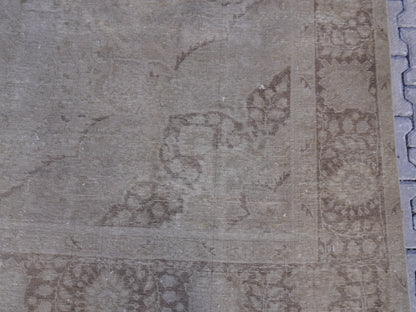 Vintage Neutral Rug 9x12 ft- Hand-Knotted, Soft Tones, Large Area Rug |sku1369