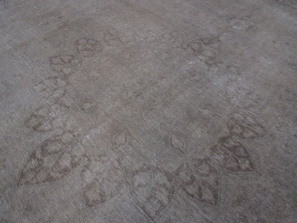 Vintage Neutral Rug 9x12 ft- Hand-Knotted, Soft Tones, Large Area Rug |sku1369