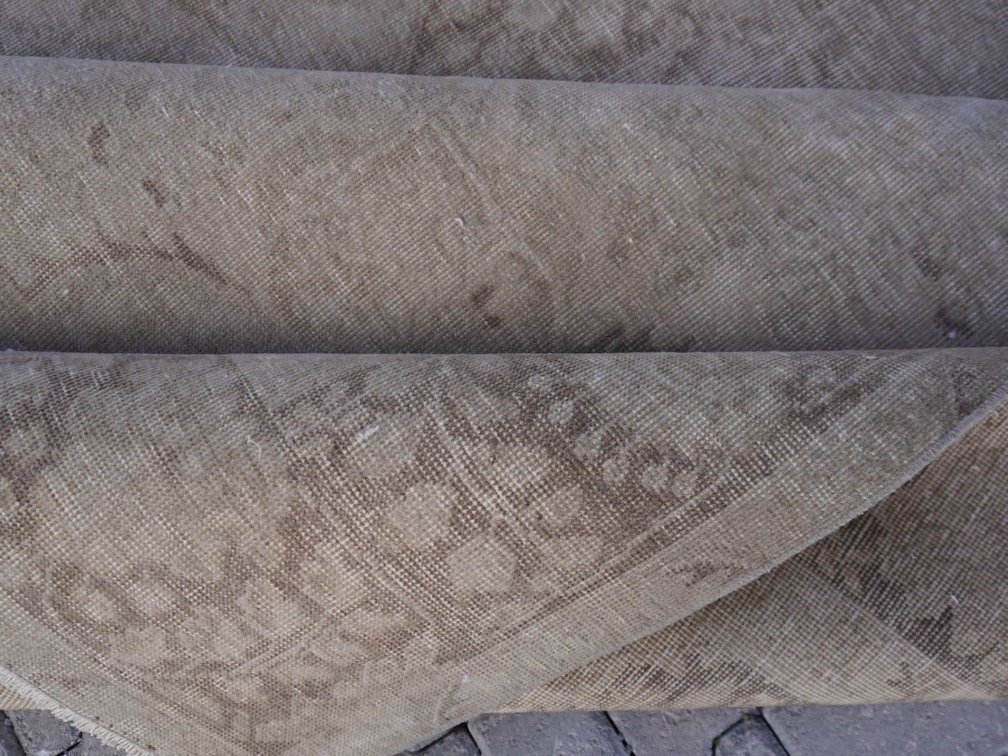 Vintage Neutral Rug 9x12 ft- Hand-Knotted, Soft Tones, Large Area Rug |sku1369