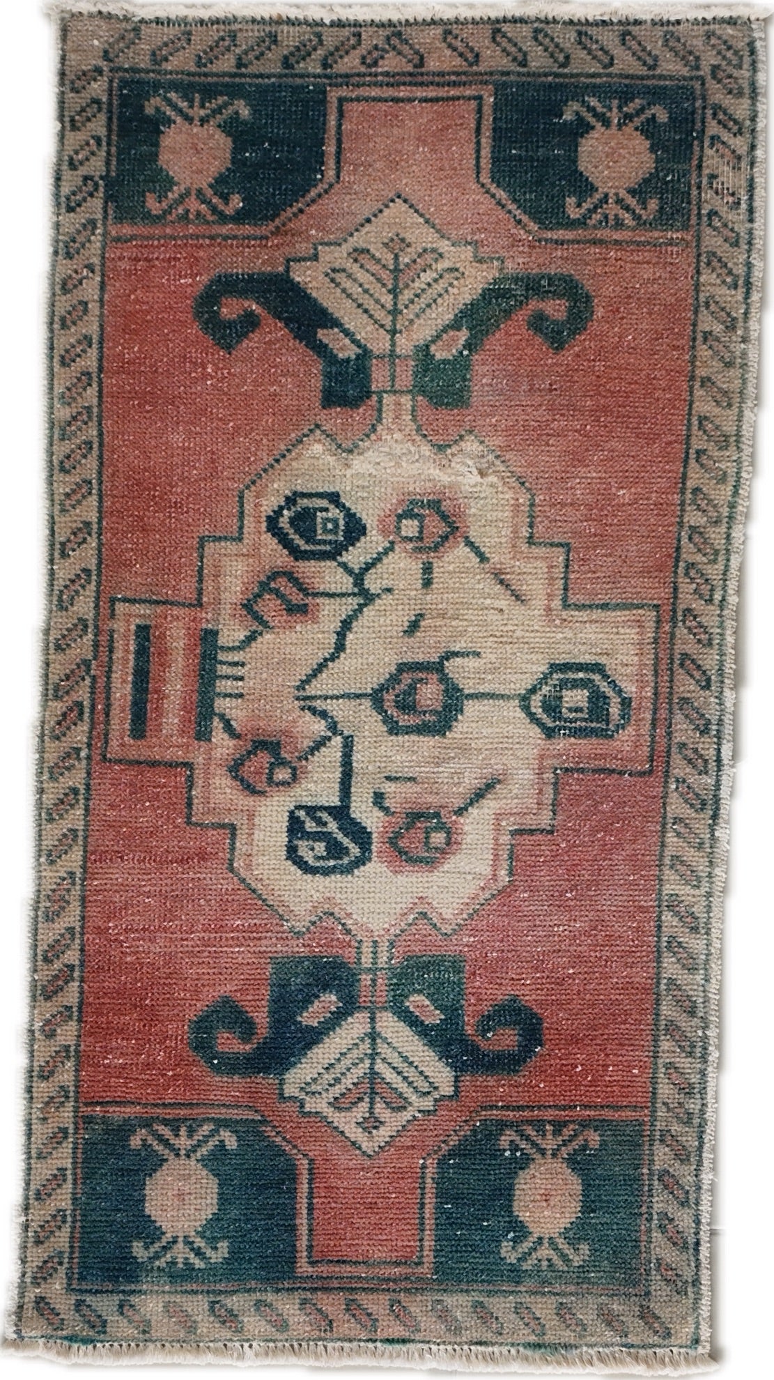 Wool Turkish Rug, Mini Doormat 2x3 ft - skuy74