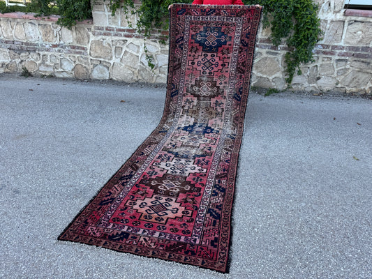 Antique Wool Runner Rug 3x10 - sku1858