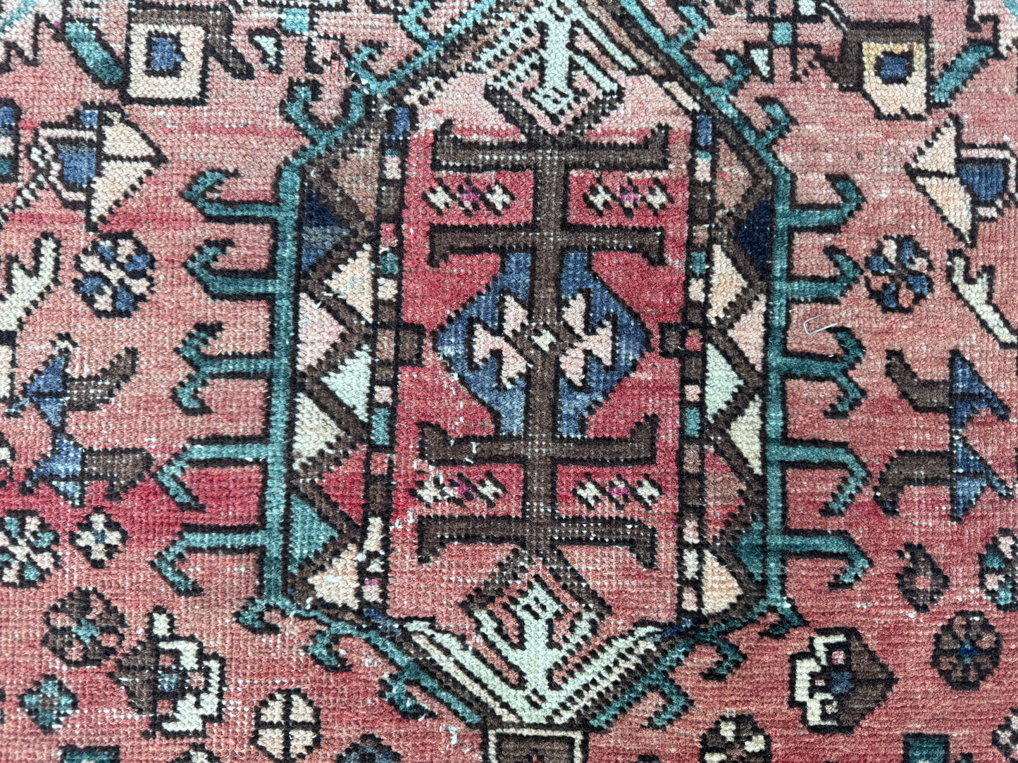 3x11 Vintage Heriz Runner Rug – Hand Knotted Persian Wool Rug, Faded Tribal Hallway Rug, 1970s Antique Style Runner- sku2055