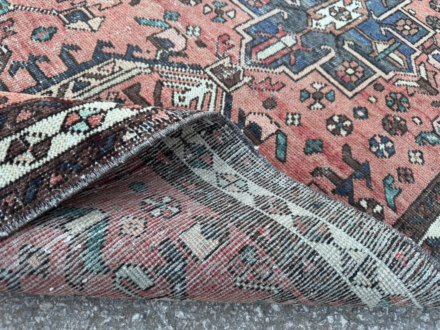 3x11 Vintage Heriz Runner Rug – Hand Knotted Persian Wool Rug, Faded Tribal Hallway Rug, 1970s Antique Style Runner- sku2055