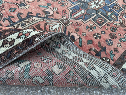3x11 Vintage Heriz Runner Rug – Hand Knotted Persian Wool Rug, Faded Tribal Hallway Rug, 1970s Antique Style Runner- sku2055