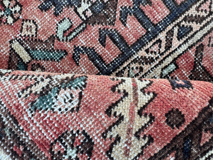 3x11 Vintage Heriz Runner Rug – Hand Knotted Persian Wool Rug, Faded Tribal Hallway Rug, 1970s Antique Style Runner- sku2055