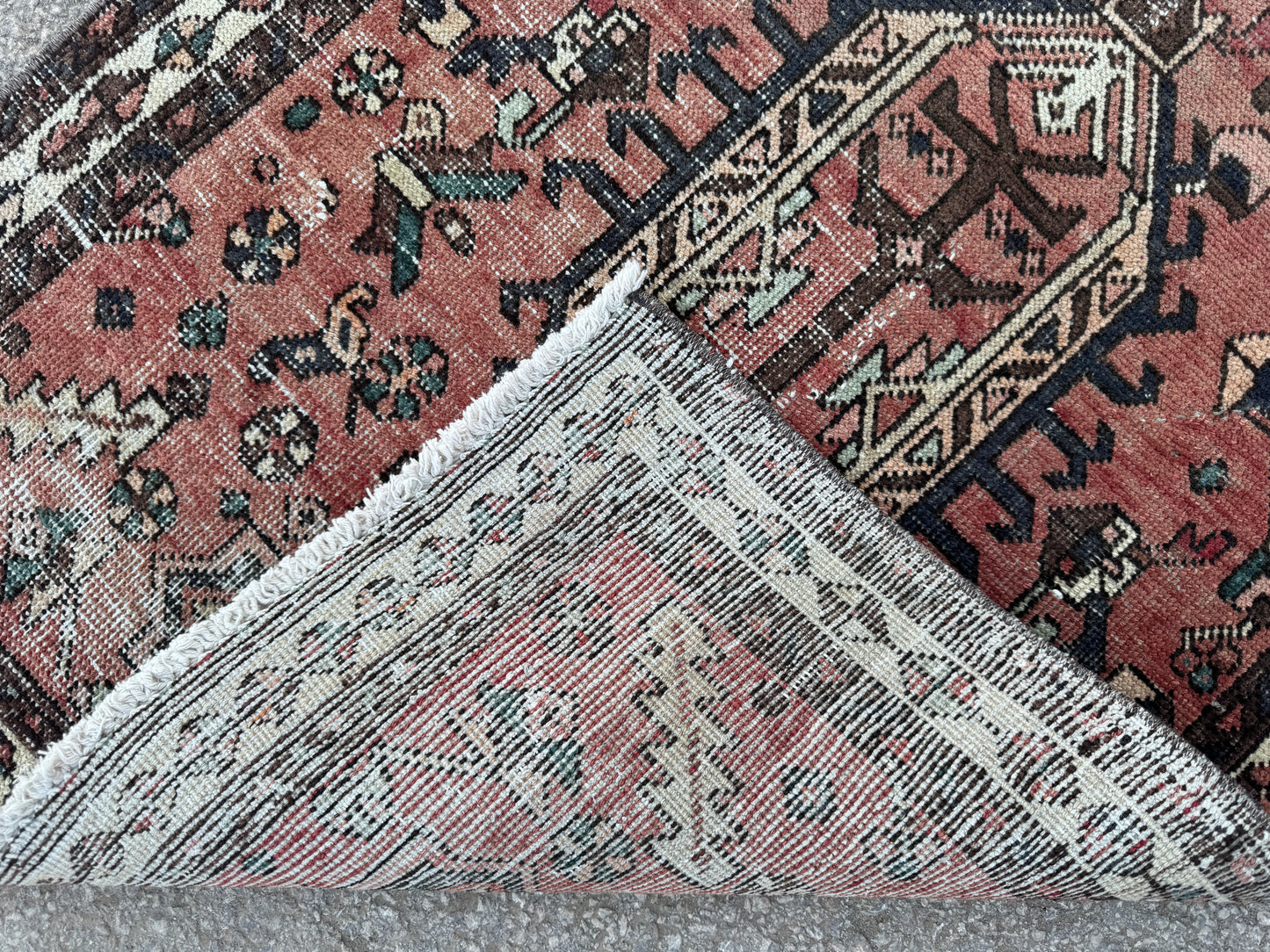 3x11 Vintage Heriz Runner Rug – Hand Knotted Persian Wool Rug, Faded Tribal Hallway Rug, 1970s Antique Style Runner- sku2055
