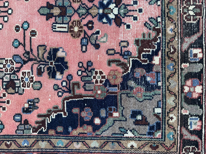 3x10 Vintage Hamadan Runner Rug – Hand Knotted Wool Rug, 1970s Boho Runner- sku2058