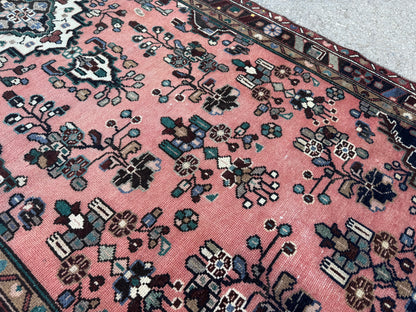 3x10 Vintage Hamadan Runner Rug – Hand Knotted Wool Rug, 1970s Boho Runner- sku2058