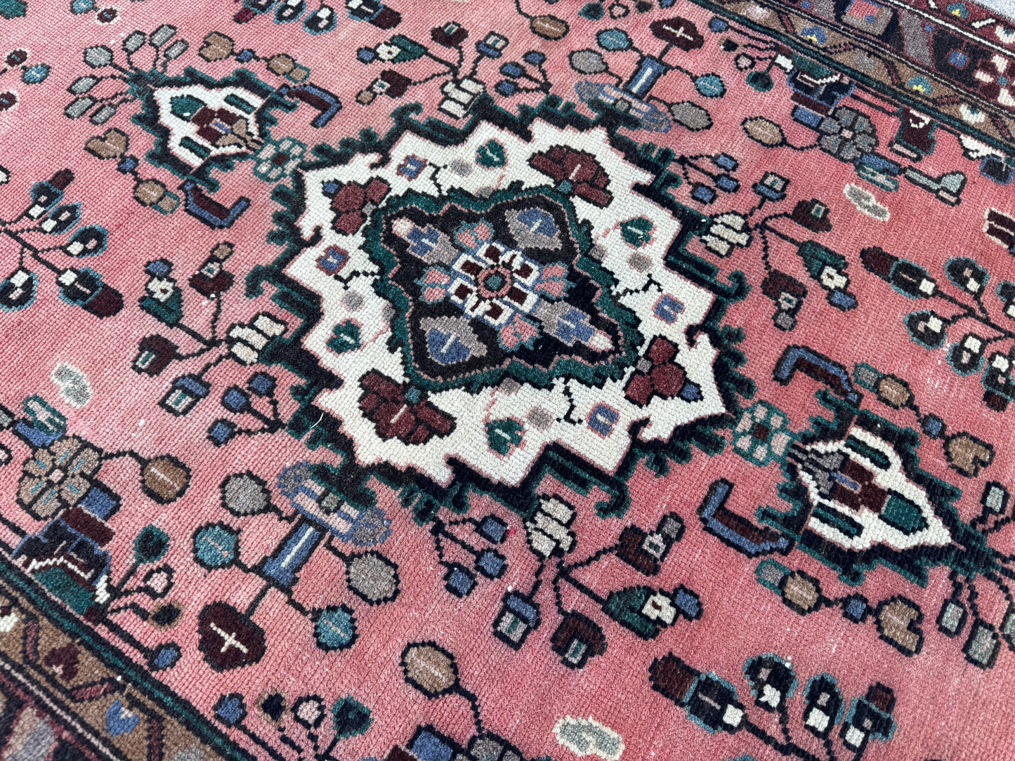 3x10 Vintage Hamadan Runner Rug – Hand Knotted Wool Rug, 1970s Boho Runner- sku2058