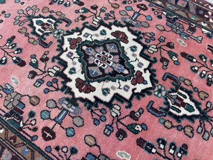 3x10 Vintage Hamadan Runner Rug – Hand Knotted Wool Rug, 1970s Boho Runner- sku2058