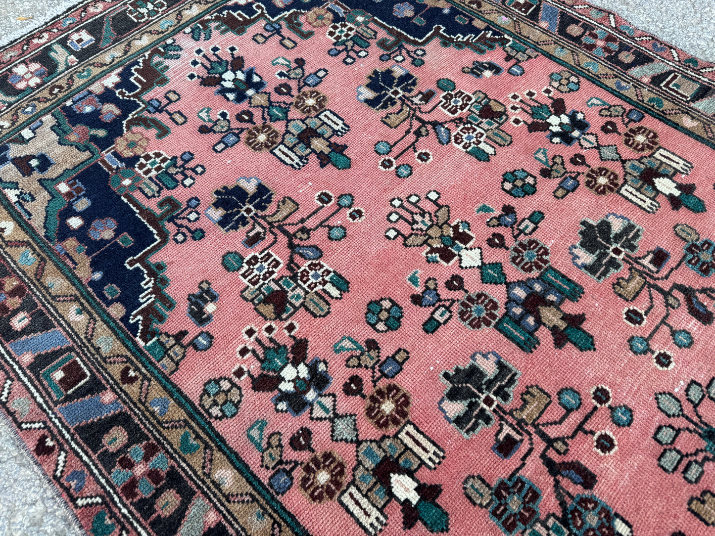 3x10 Vintage Hamadan Runner Rug – Hand Knotted Wool Rug, 1970s Boho Runner- sku2058