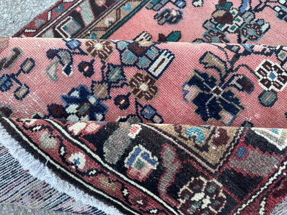 3x10 Vintage Hamadan Runner Rug – Hand Knotted Wool Rug, 1970s Boho Runner- sku2058