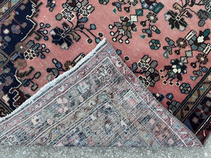 3x10 Vintage Hamadan Runner Rug – Hand Knotted Wool Rug, 1970s Boho Runner- sku2058