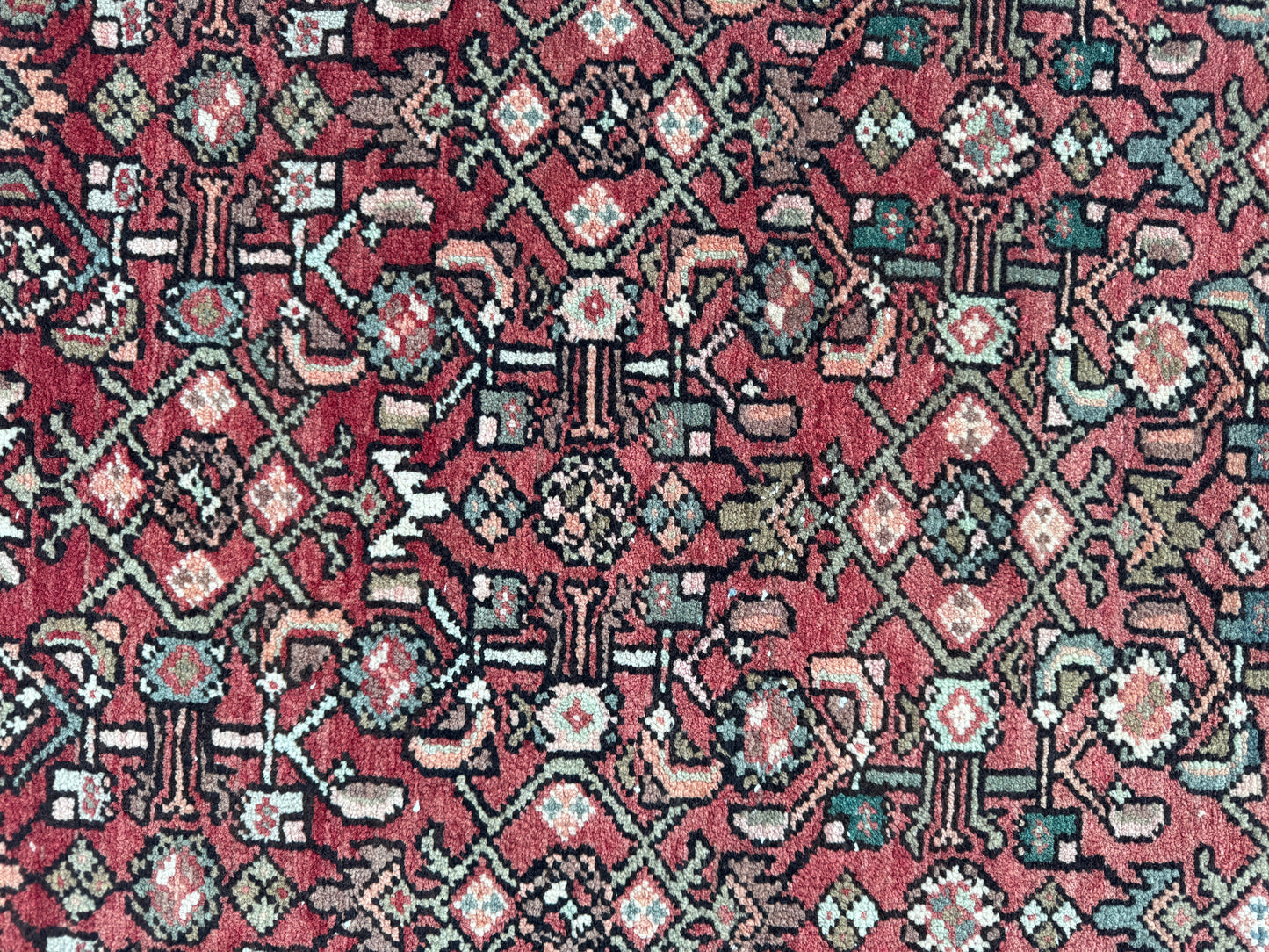 3x9 Vintage Hamadan Runner Rug – Hand Knotted Persian Wool Rug, Red Traditional Hallway Rug- sku2059