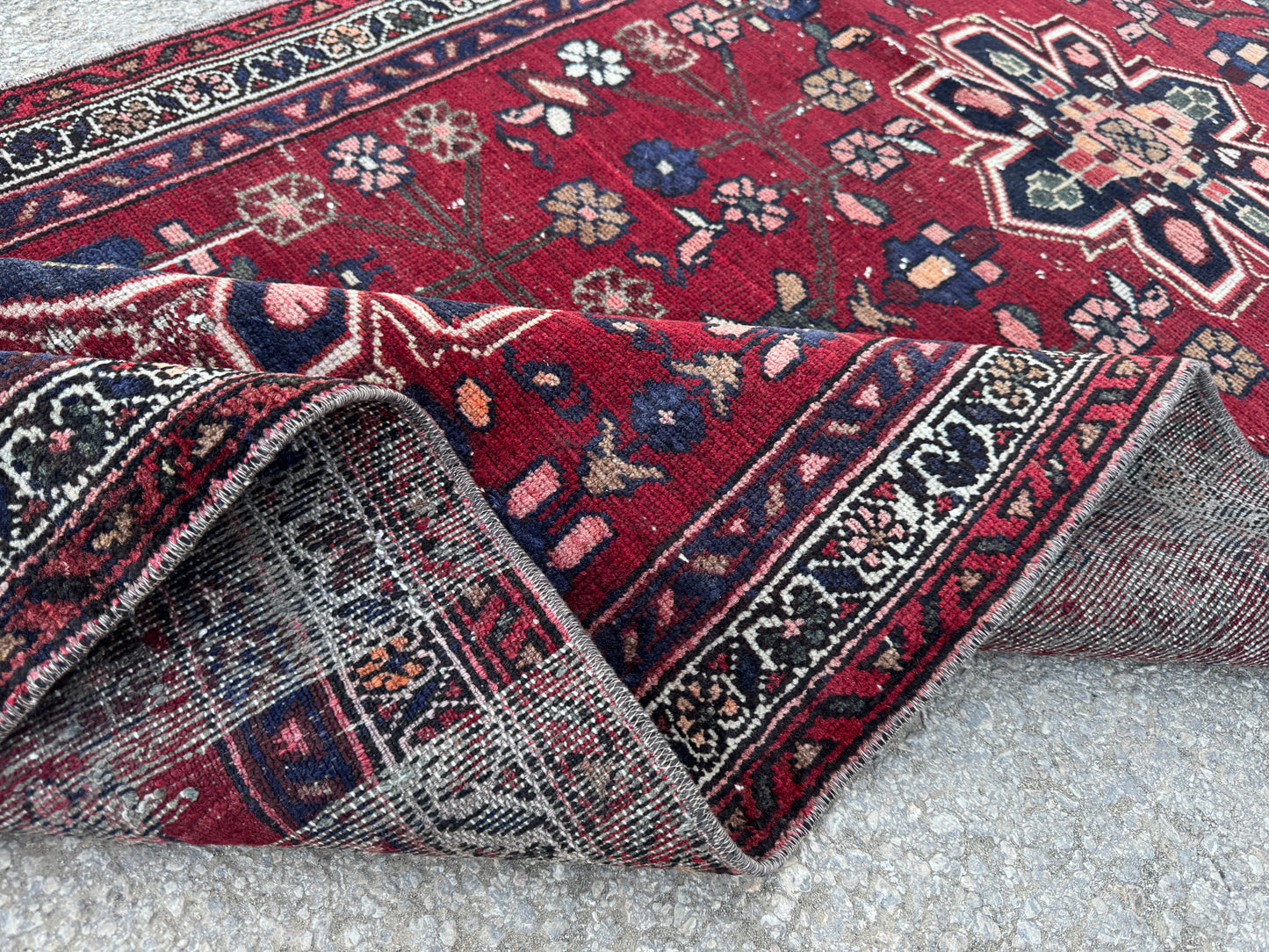 3x9 Vintage Persian Runner Rug – 1970s Hand Knotted Wool Rug, Red Tribal Hallway Rug - sku2060