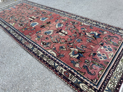 3x9 Vintage Runner Rug – 1970s Hand Knotted Wool Cotton Rug, Tribal Hallway Rug - sku2061