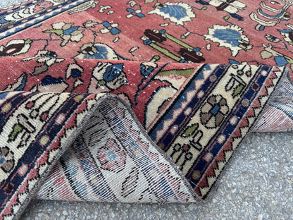 3x9 Vintage Runner Rug – 1970s Hand Knotted Wool Cotton Rug, Tribal Hallway Rug - sku2061