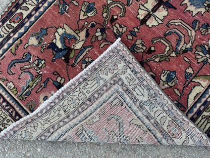 3x9 Vintage Runner Rug – 1970s Hand Knotted Wool Cotton Rug, Tribal Hallway Rug - sku2061