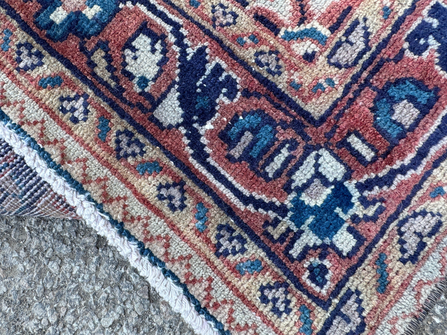 3x10 Vintage Persian Runner Rug – 1960s Hand Knotted Wool Rug, Navy Blue Floral Hallway Rug - sku2062