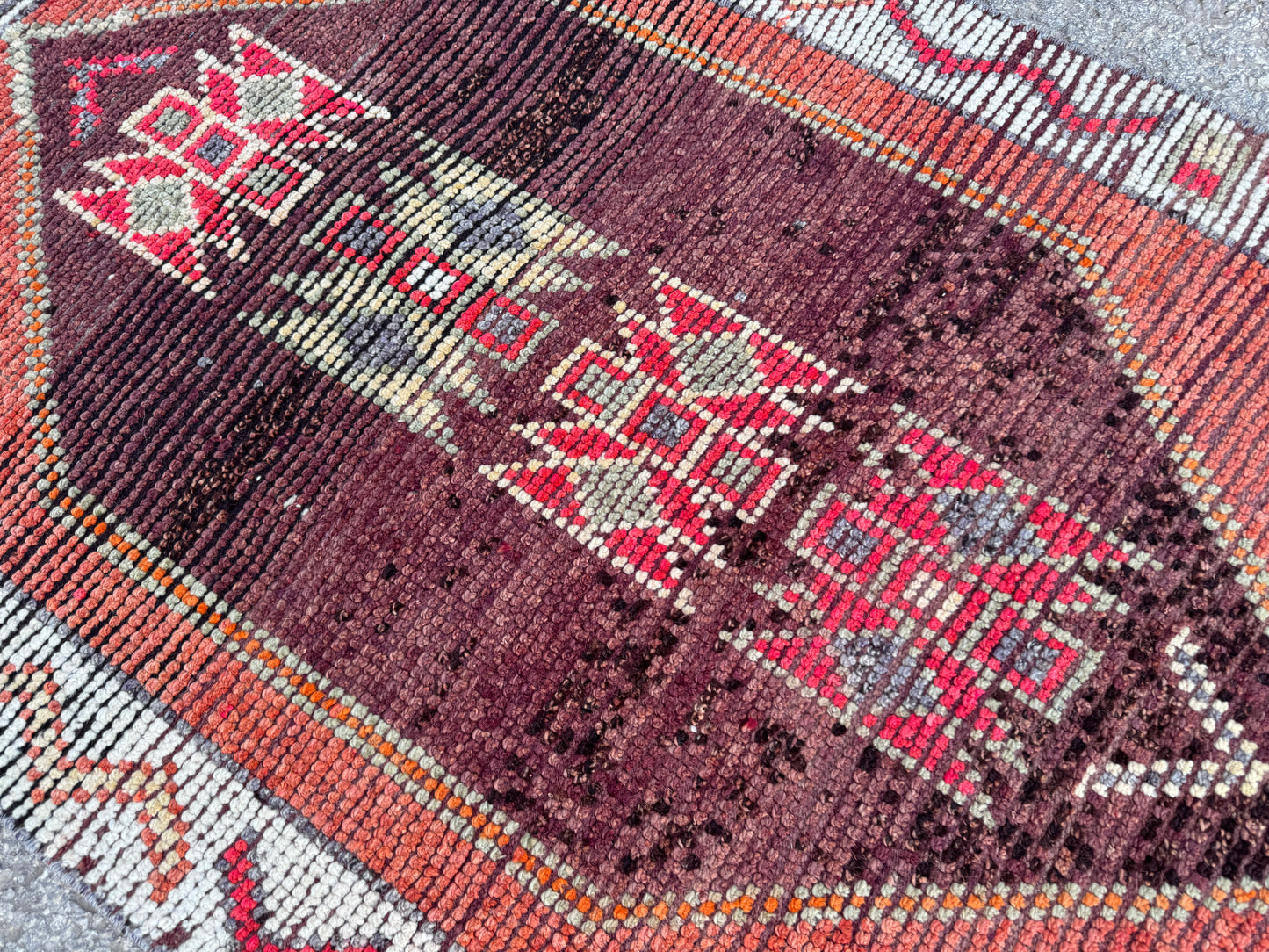 3x11 Vintage Herki Runner Rug – Hand Knotted Wool Rug, Tribal Terracotta Hallway Rug, 1970s Kurdish Minimal Runner- sku2044