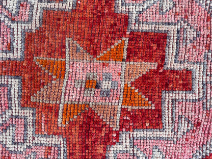 3x10 Vintage Herki Runner Rug – Terracotta Tribal Hallway Rug, 1970s Boho Runner- sku2045