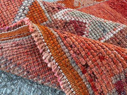 3x10 Vintage Herki Runner Rug – Terracotta Tribal Hallway Rug, 1970s Boho Runner- sku2045