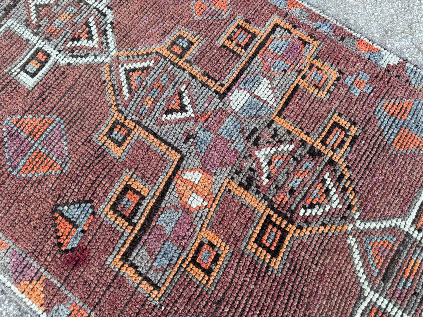 2.7x12 Vintage Runner Rug – Hand Knotted Wool Rug, Long Narrow Tribal Hallway Rug, 1970s-sku2047 Earth Tone Runner