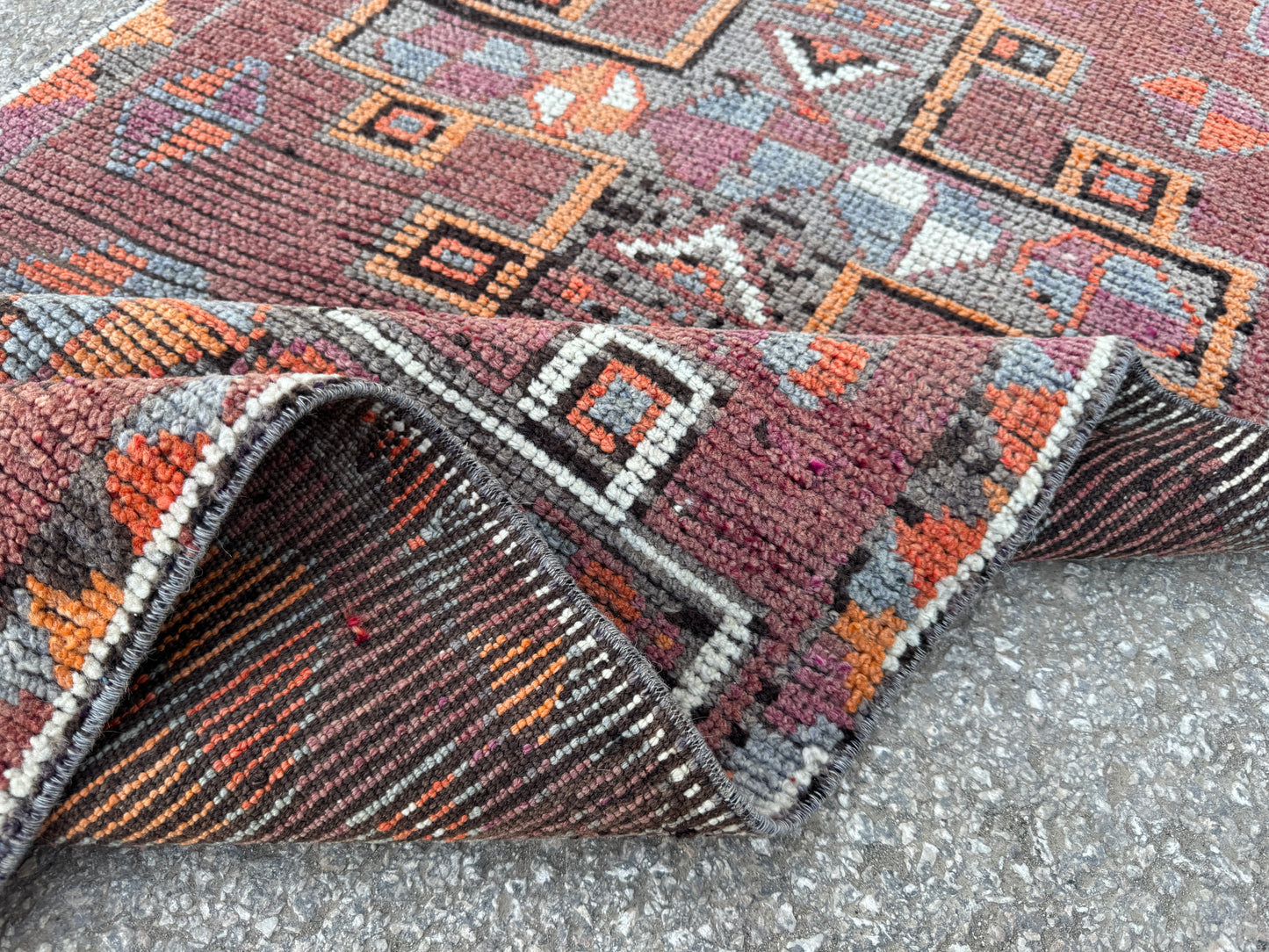 2.7x12 Vintage Runner Rug – Hand Knotted Wool Rug, Long Narrow Tribal Hallway Rug, 1970s-sku2047 Earth Tone Runner