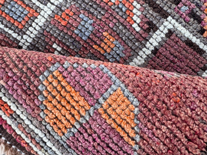 2.7x12 Vintage Runner Rug – Hand Knotted Wool Rug, Long Narrow Tribal Hallway Rug, 1970s-sku2047 Earth Tone Runner