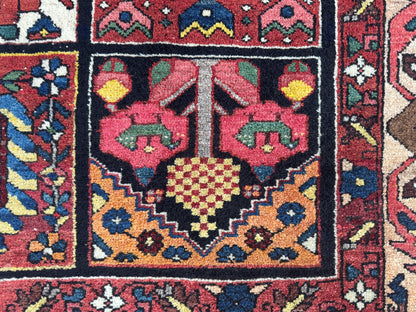 Antique Bakhtiari Wool Rug 7x10 ft – Hand Knotted Persian Garden Design Area Rug (1930s)- sku2103