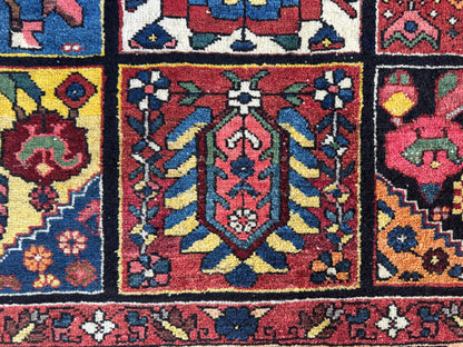 Antique Bakhtiari Wool Rug 7x10 ft – Hand Knotted Persian Garden Design Area Rug (1930s)- sku2103