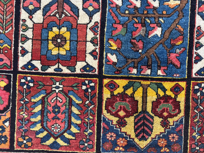 Antique Bakhtiari Wool Rug 7x10 ft – Hand Knotted Persian Garden Design Area Rug (1930s)- sku2103
