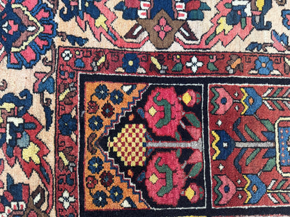 Antique Bakhtiari Wool Rug 7x10 ft – Hand Knotted Persian Garden Design Area Rug (1930s)- sku2103