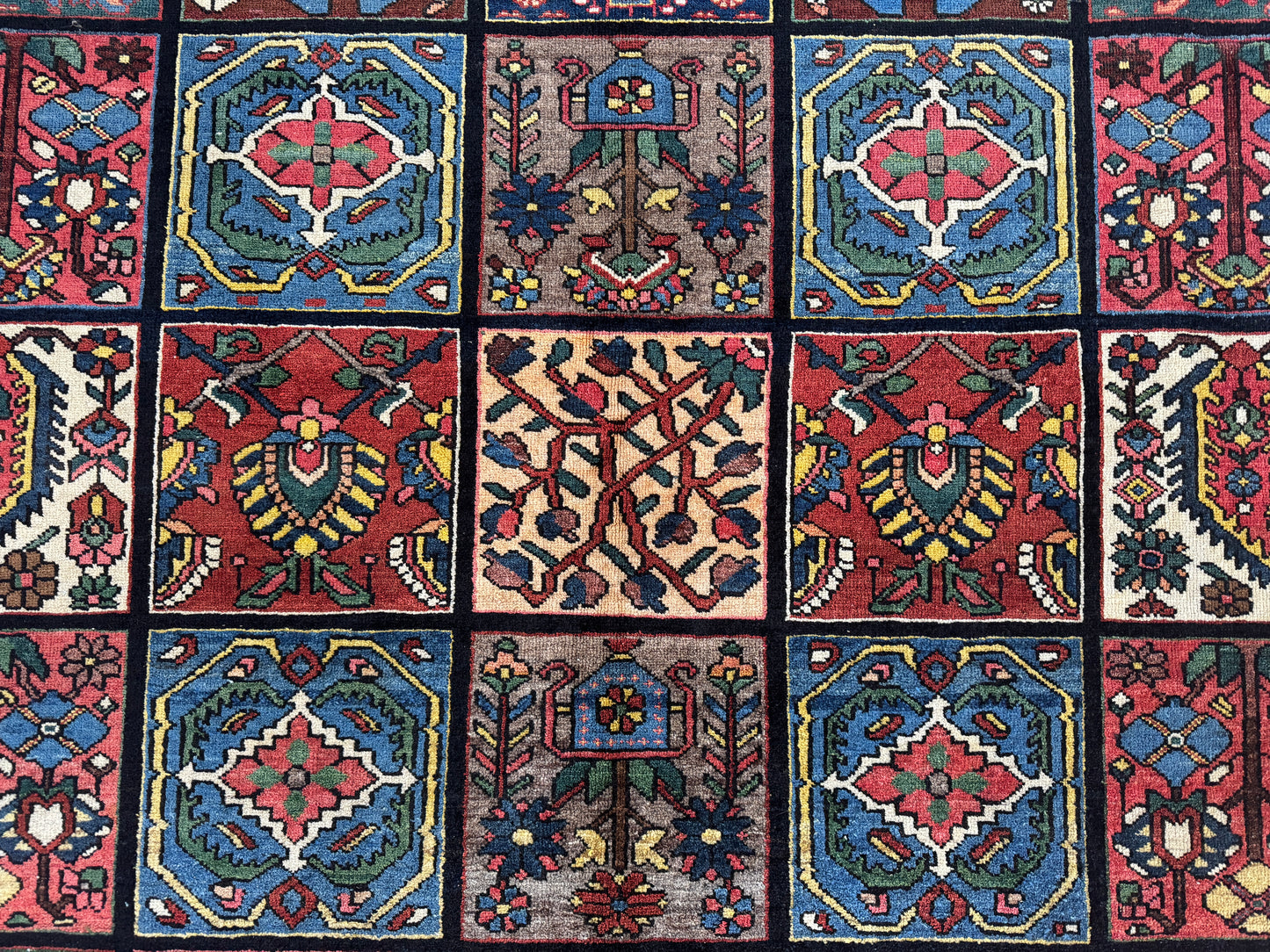 Antique Bakhtiari Wool Rug 7x10 ft – Hand Knotted Persian Garden Design Area Rug (1930s)- sku2103