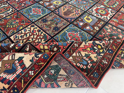 Antique Bakhtiari Wool Rug 7x10 ft – Hand Knotted Persian Garden Design Area Rug (1930s)- sku2103