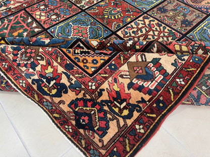 Antique Bakhtiari Wool Rug 7x10 ft – Hand Knotted Persian Garden Design Area Rug (1930s)- sku2103