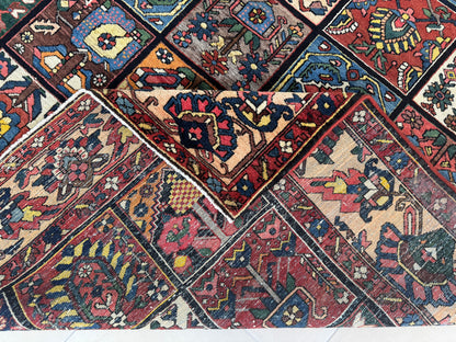 Antique Bakhtiari Wool Rug 7x10 ft – Hand Knotted Persian Garden Design Area Rug (1930s)- sku2103