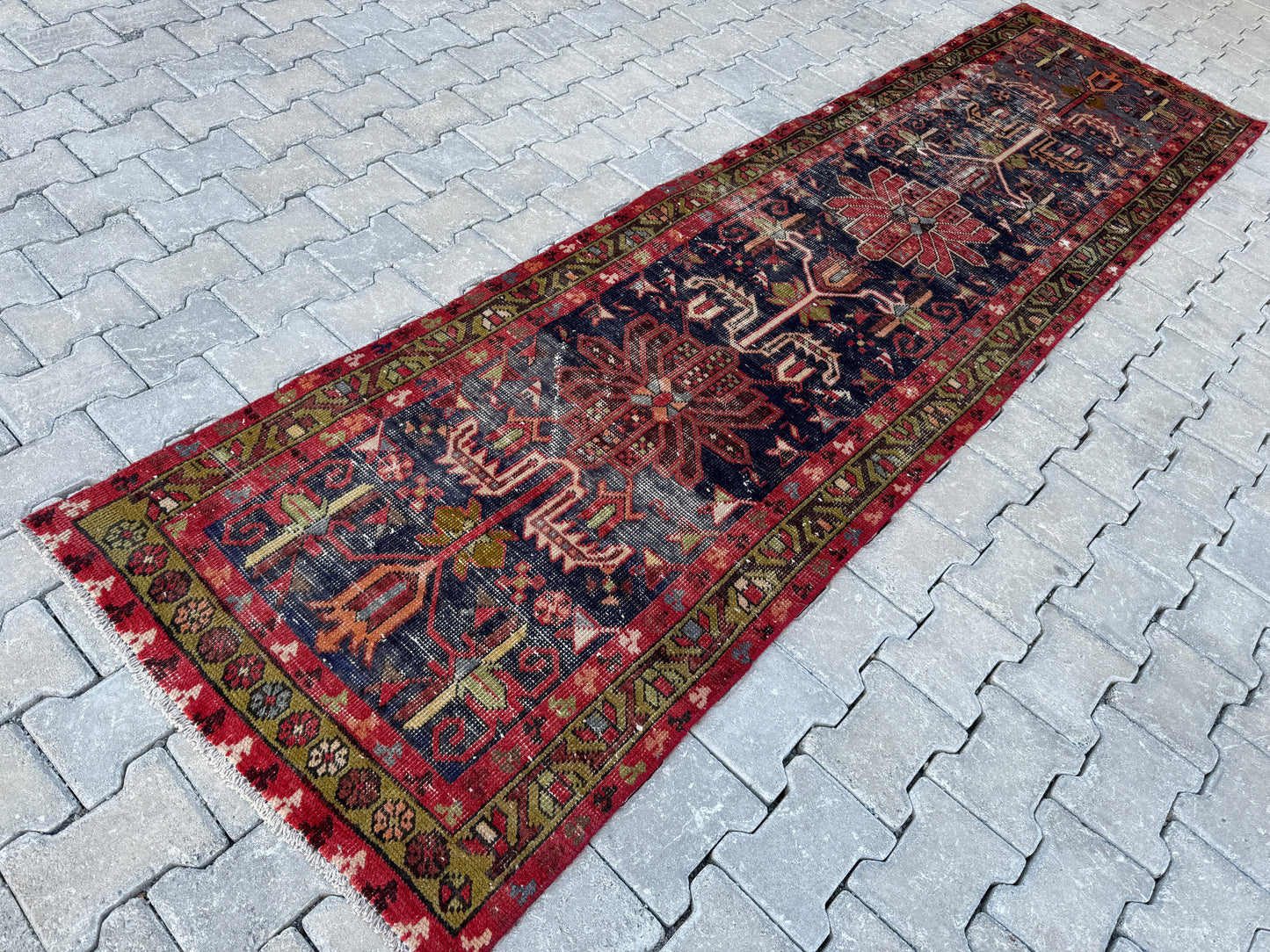 Vintage  Wool Runner Rug 3x10 ft - sku1669